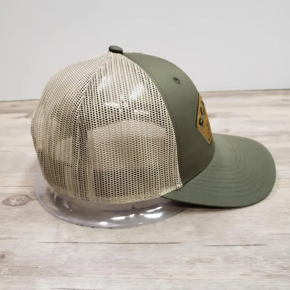 Poncho Outdoors Hat Cap Snap Back Mens One Size Green Mesh Trucker Patch Logo